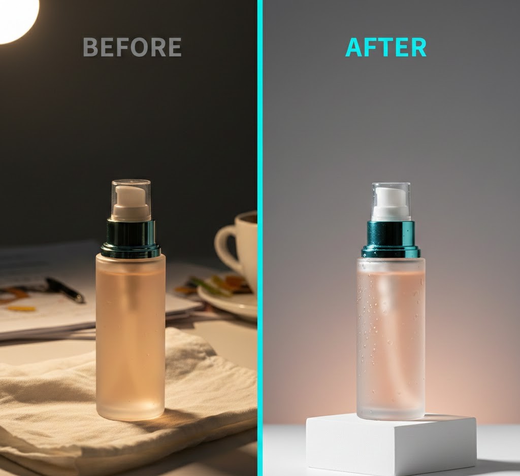 Product photography comparison showing amateur vs professional quality